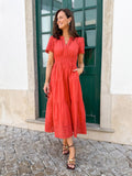 Georgie Cotton Summer Dress - Red