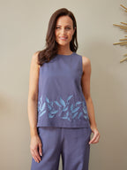 Co-Ord Embroidered Top & Trouser Bundle - Violet & Verity - Blue