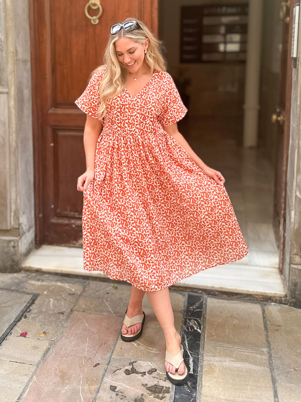 Fern Dress - Terracotta Print
