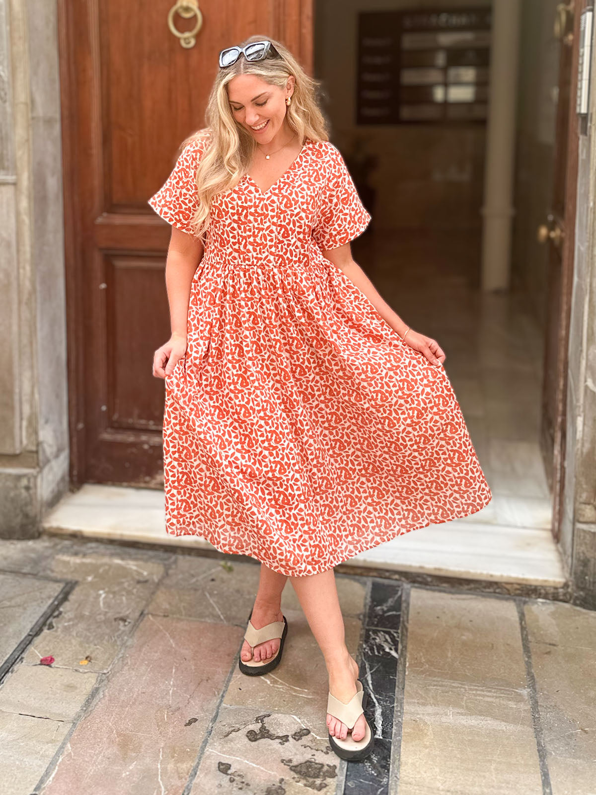 Fern Dress - Terracotta Print