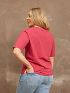 Freya - V Neck T Shirt - Pink