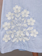 Lola Embroidered Relaxed Dress - Blue & White