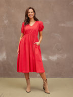 Marilyn Seersucker Dress - Red