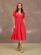 Marilyn Seersucker Dress - Red