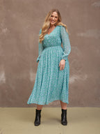 Isla Georgette Dress - Green Floral