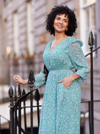Isla Georgette Dress - Green Floral