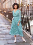 Isla Georgette Dress - Green Floral