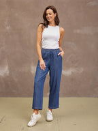 Lynn Drawcord Waist Trouser - Denim