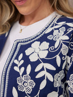 Elaine Embroidered Jacket - Reversible Navy
