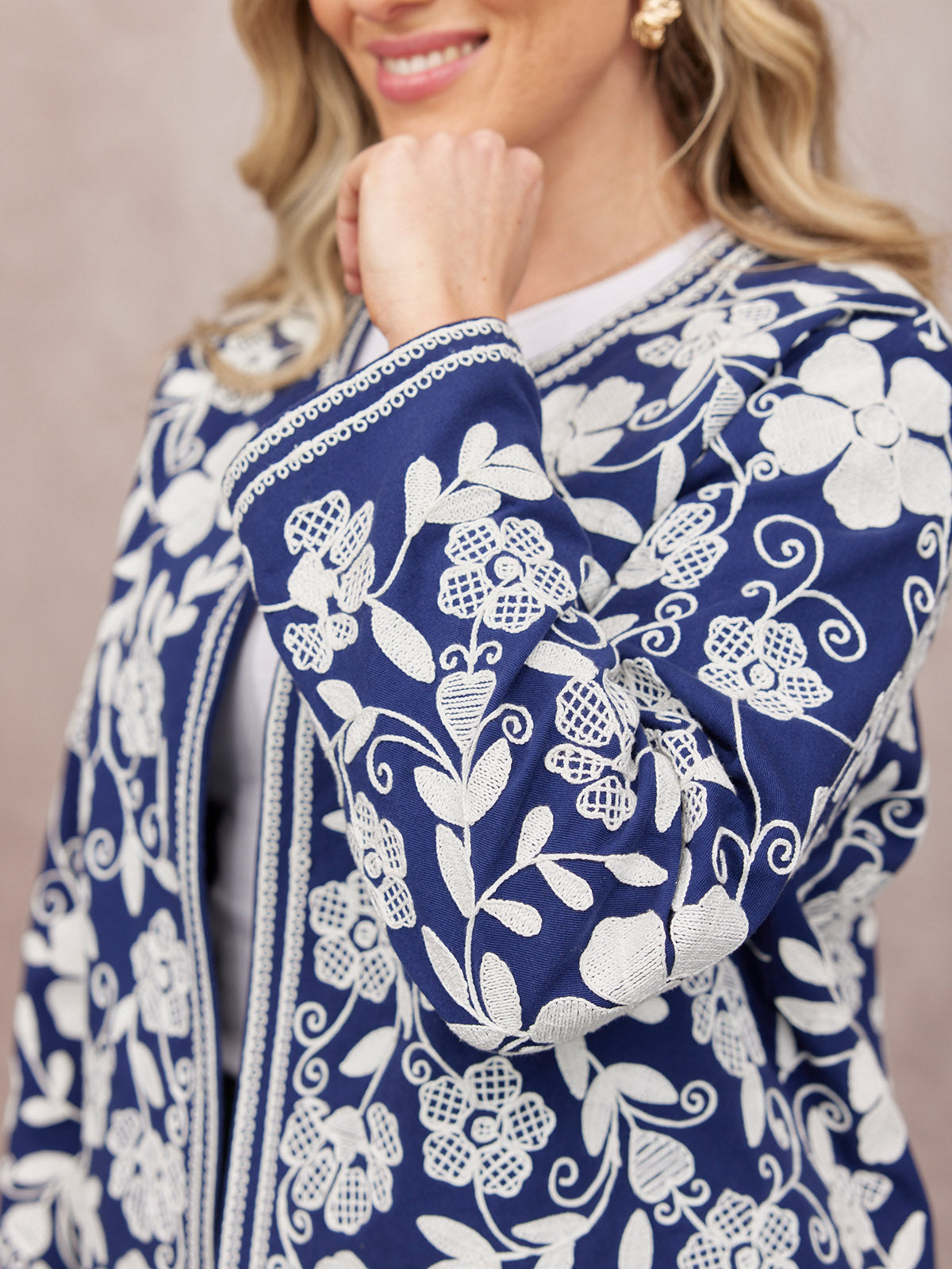 Elaine Embroidered Jacket - Reversible Navy