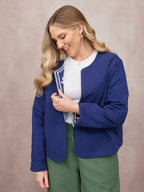 Elaine Embroidered Jacket - Reversible Navy