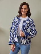 Elaine Embroidered Jacket - Reversible Navy
