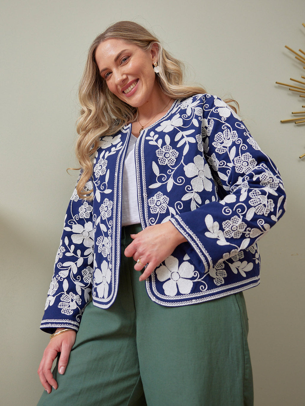 Elaine Embroidered Jacket - Reversible Navy