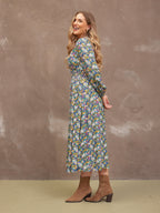 Maddie V-Neck Dress - Multi Coloured Floral