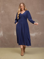 Maddie V-Neck Dress - Navy