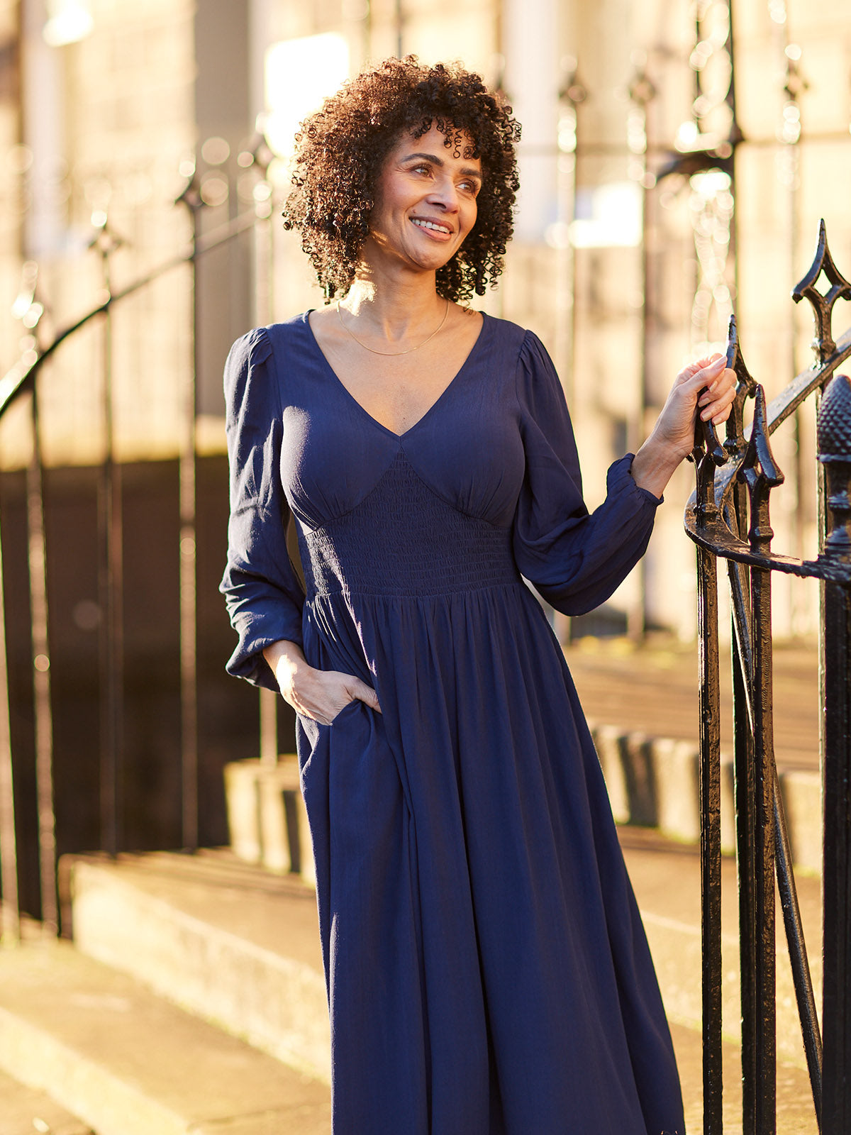 Maddie V-Neck Dress - Navy
