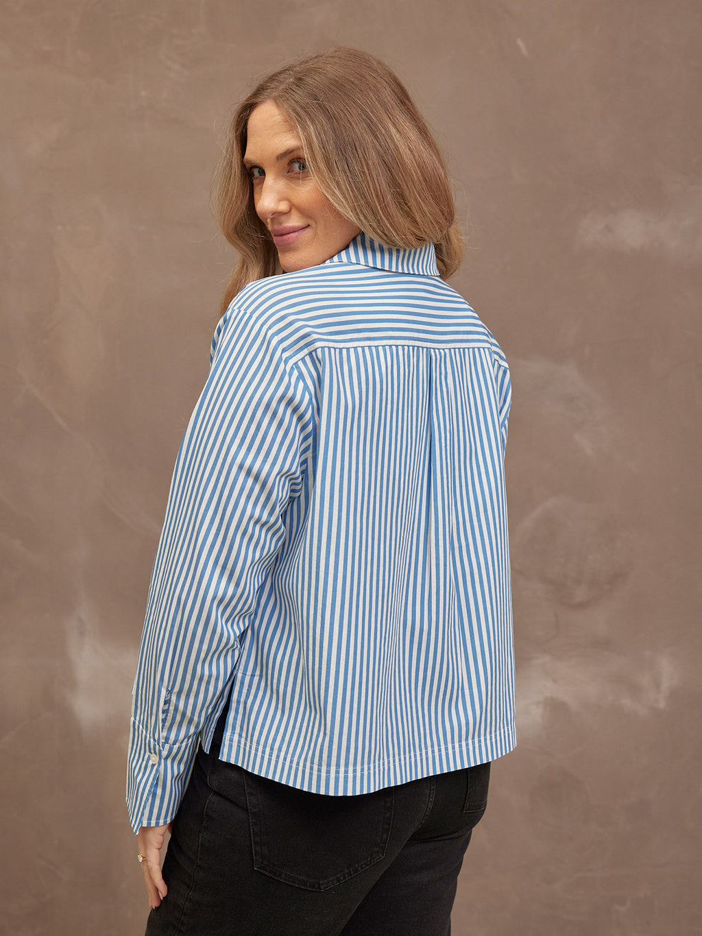 Maria Stripe Shirt - Blue and White