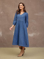 Jessica V-Neck Denim Dress - Printed Paisley