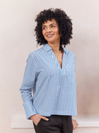 Maria Stripe Shirt - Blue and White
