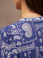 Naaila Paisley Dress - Navy