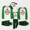 Green Raglan Top Green Plaid Christmas Pajamas Set With "Family CHRISTMAS MAKING MEMORIES TOGETHER 2025" Text Print