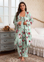 Comfy 3-Piece Pajama Set – Robe, Camisole & Long Pants
