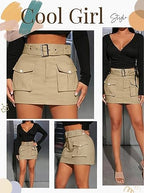 Cargo Skirt for Women 2025 High Waisted Mini Skirts Trendy Y2K Girls Summer Casual Belted Shorts with Pockets