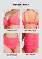 High-Waisted Ruched Tummy Control Bikini Set