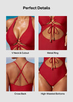Cut-Out Halter Tummy Control One-Piece Swimsuit