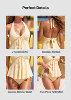Slimming Lace Halter Tankini Set