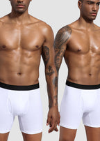 Men's Cotton Long Leg Boxer Briefs with Fly - 5 Pack