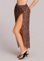 High Slit Mesh Sarong Lightweight Swim Cover-Up Skirt