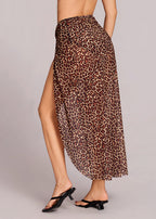 High Slit Mesh Sarong Lightweight Swim Cover-Up Skirt