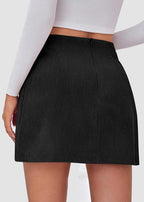 High Waist Corduroy Mini Skirt with Built-in Safety Shorts