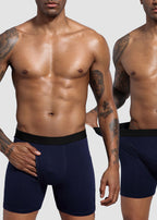 Men's Cotton Long Leg Boxer Briefs with Fly - 5 Pack