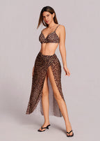 High Slit Mesh Sarong Lightweight Swim Cover-Up Skirt