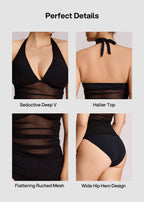 Ruched Halter Tankini Swimsuit