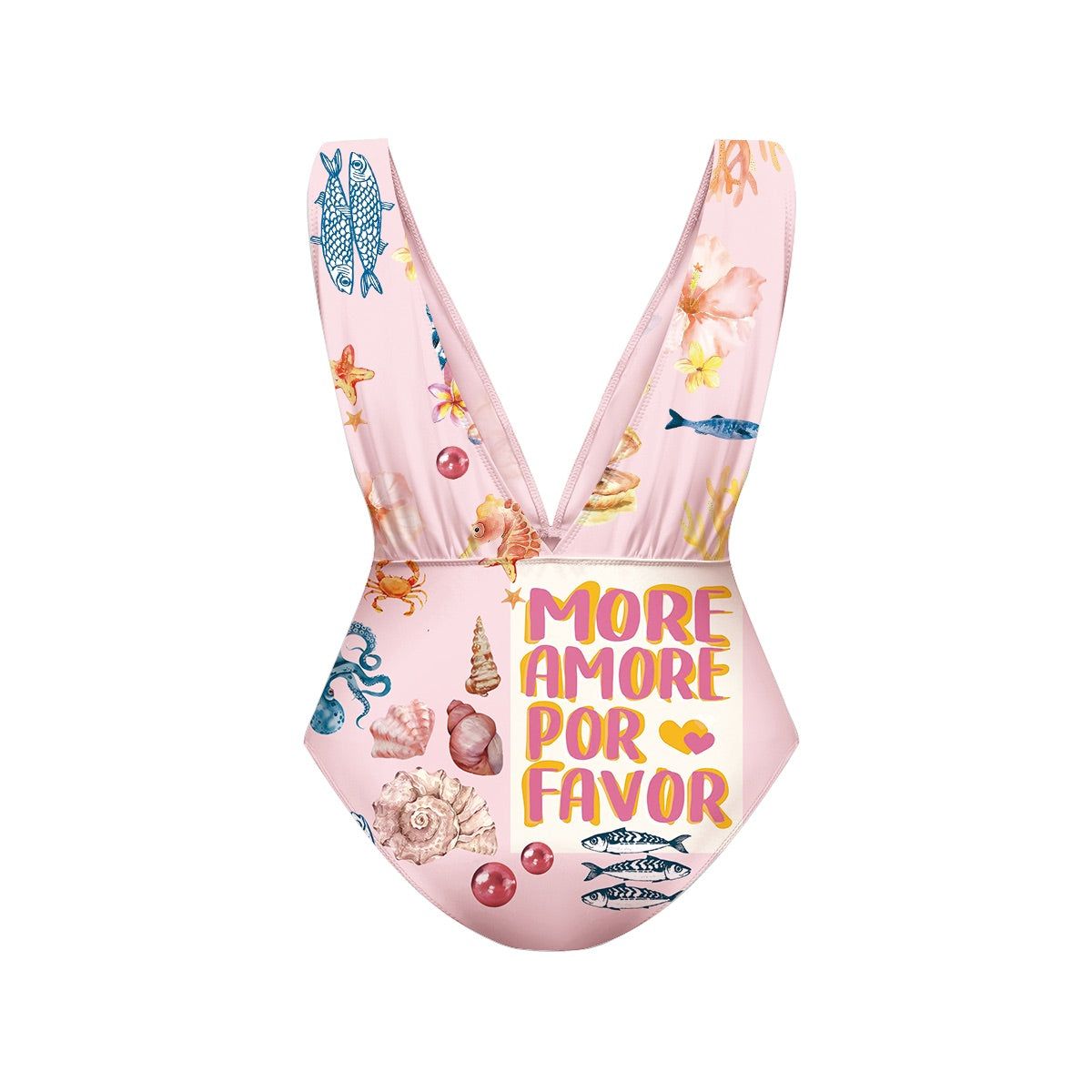 Ocean Love Pink Sea Life One-Piece Swimsuit&Skirt