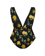 Yellow Floral Print One-Piece Swimsuit&Pants