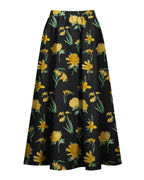 Yellow Floral Print One-Piece Swimsuit&Skirt