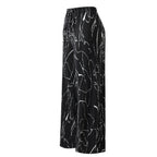 Black Line Art Abstract Print Wide-Leg Drawstring Palazzo Pleated Pants CORE(0XL-XL)