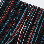 Black Stripe Abstract Print Wide-Leg Drawstring Palazzo Pleated Pants XXPLUS(6XL+)