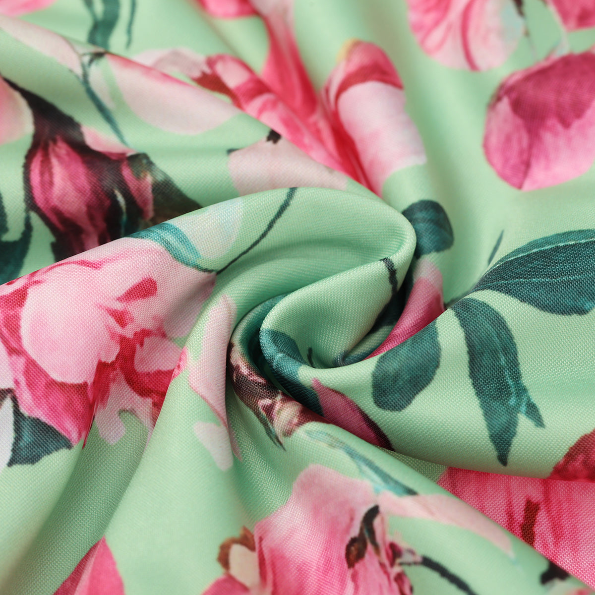 Mint Green & Pink Florals One-Piece Bikini&Skirt