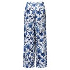 Boho Breeze Blue Floral Wide-Leg Trousers Palazzo Pants CORE(0XL-XL)