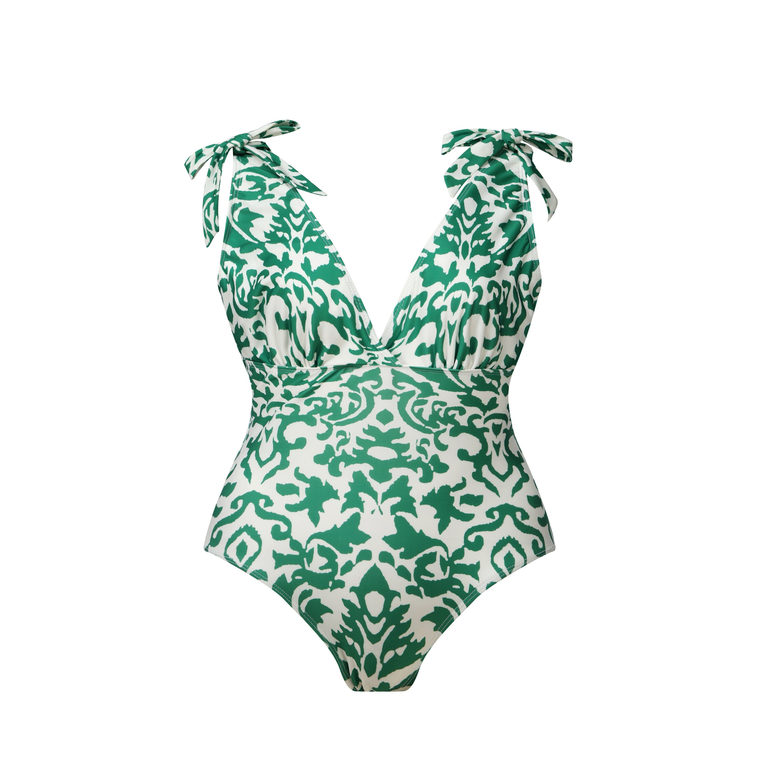 Green Boho Breeze Floral Tie-shoulder One Piece Swimsuit&Pants
