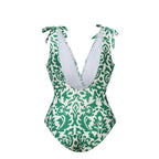 Green Boho Breeze Floral Tie-shoulder One Piece Swimsuit&Pants