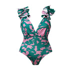 Indigo Chic Ruffled One Piece Swimsuit&Skirt&Pants