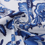 V Neck Lace Up Boho Breeze Blue Floral Swimsuit&Skirt