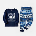 Joyful Blue Christmas Pajamas Set  With Christmas Holiday Quotes