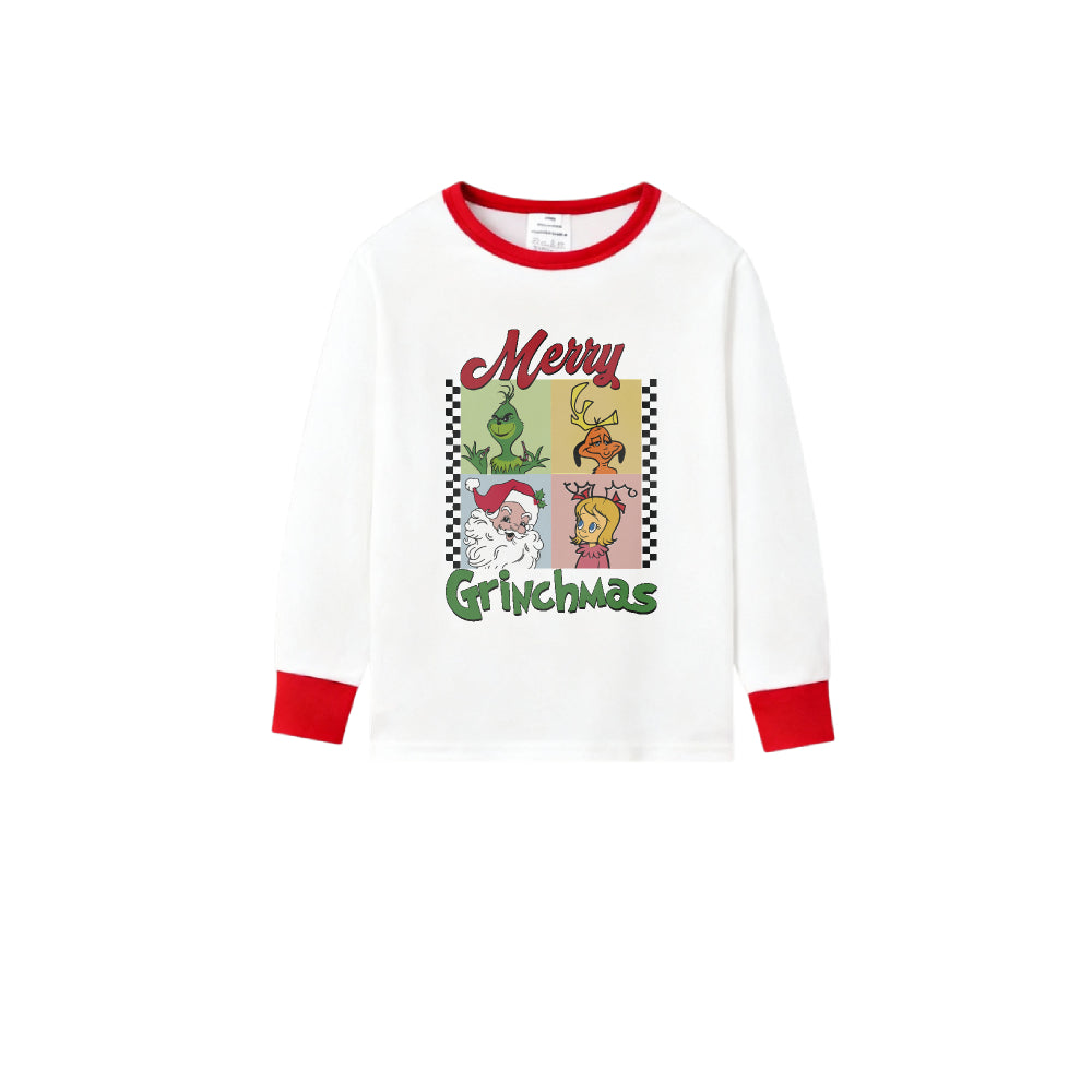 Family Christmas White Pajamas Set With Xmas Pattern Print